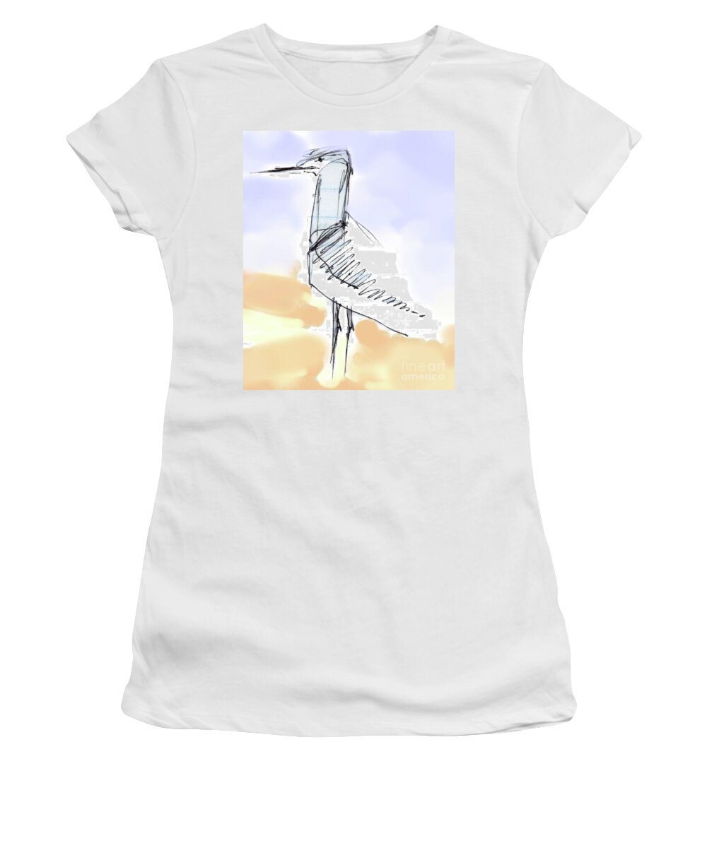 Seagull Women's T-Shirt featuring the drawing Simon by Carolyn Weltman