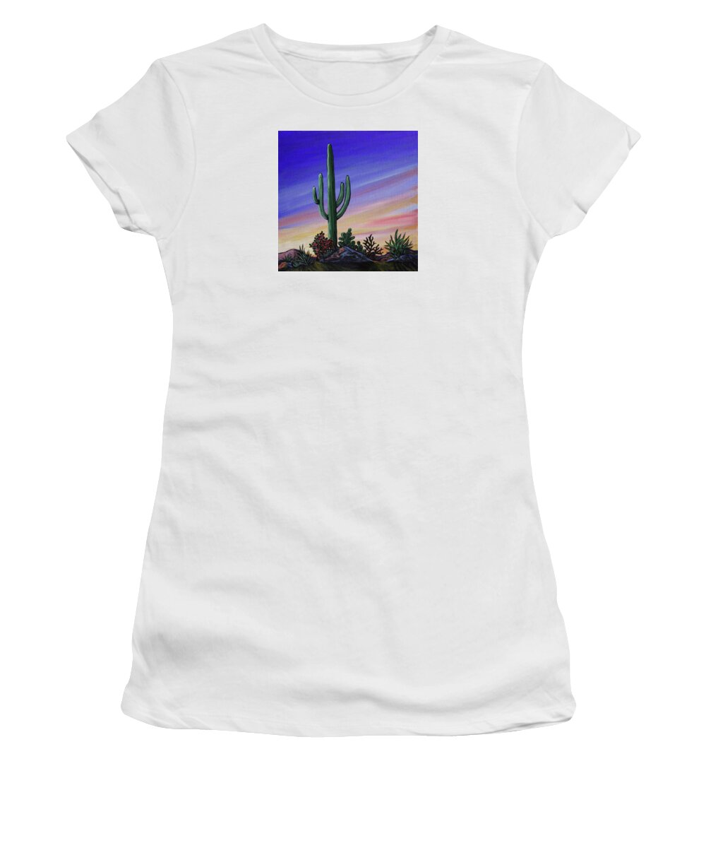 Desert Women's T-Shirt featuring the painting Simple Desert Sunset Two by Lance Headlee