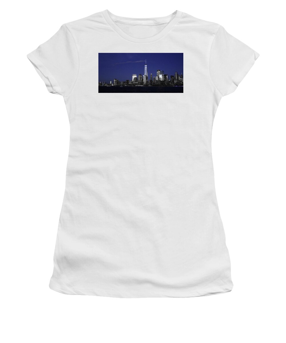 Skyline Women's T-Shirt featuring the photograph Skyline at Night by Daniel Carvalho