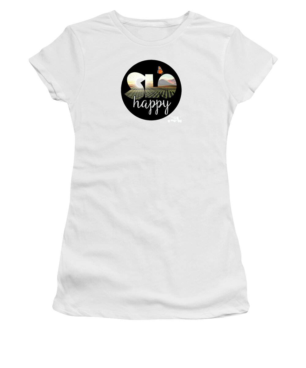 Slo Women's T-Shirt featuring the digital art SLOHappyEdna by Shelley Myers