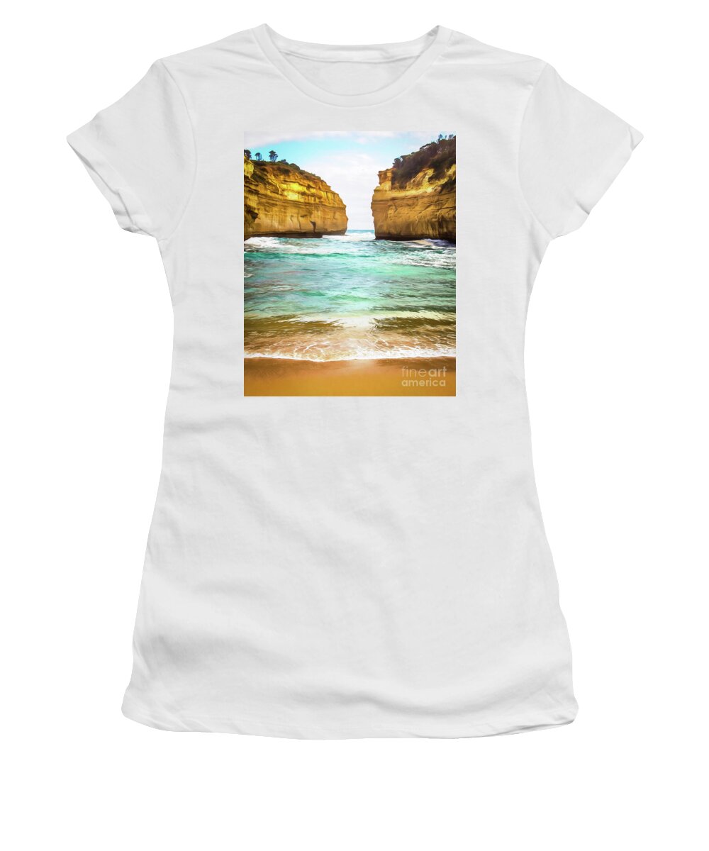 Beach Women's T-Shirt featuring the photograph Small Bay by Perry Webster