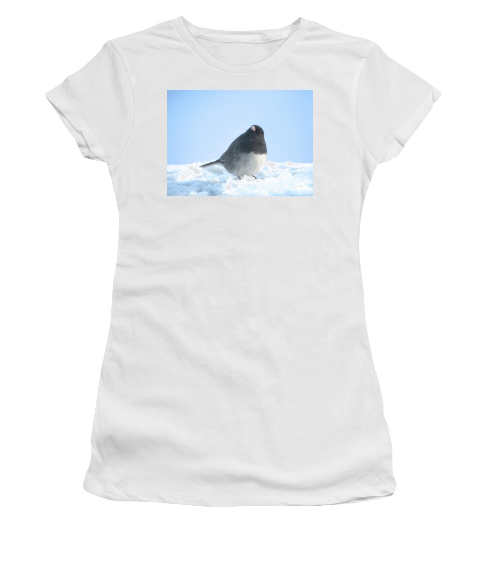  Women's T-Shirt featuring the photograph Snow Hopping #2 by Cindy Schneider