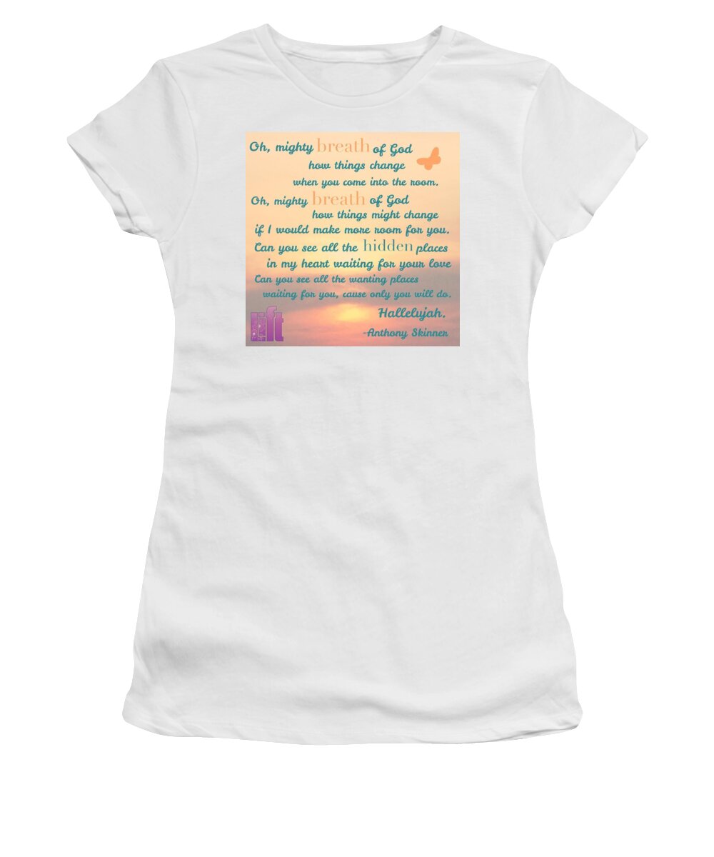 Makeroom Women's T-Shirt featuring the photograph So Jesus Said To Them Again, peace Be by LIFT Women's Ministry designs --by Julie Hurttgam