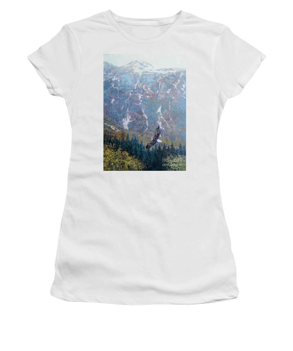 Bald Eagle Women's T-Shirt featuring the painting Soaring Eagle by Donald Maier