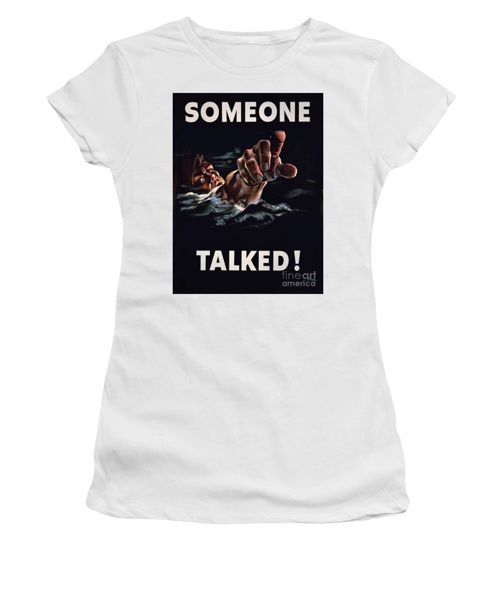 Someone Talked Vintage War Poster Women's T-Shirt featuring the painting Someone talked Vintage by MotionAge Designs