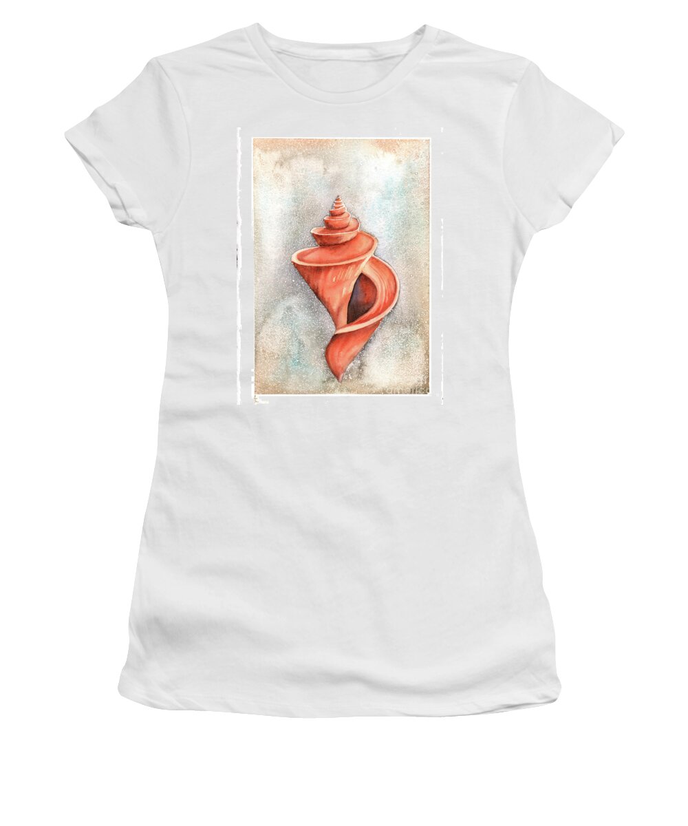 Seashell Women's T-Shirt featuring the painting Spiral Shell by Hilda Wagner