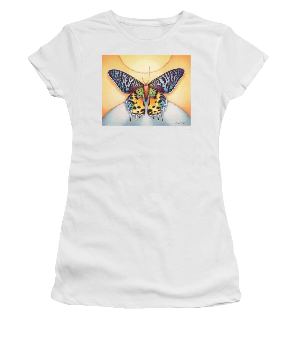 Butterfly Women's T-Shirt featuring the drawing Spirit Sunrise by Amy S Turner