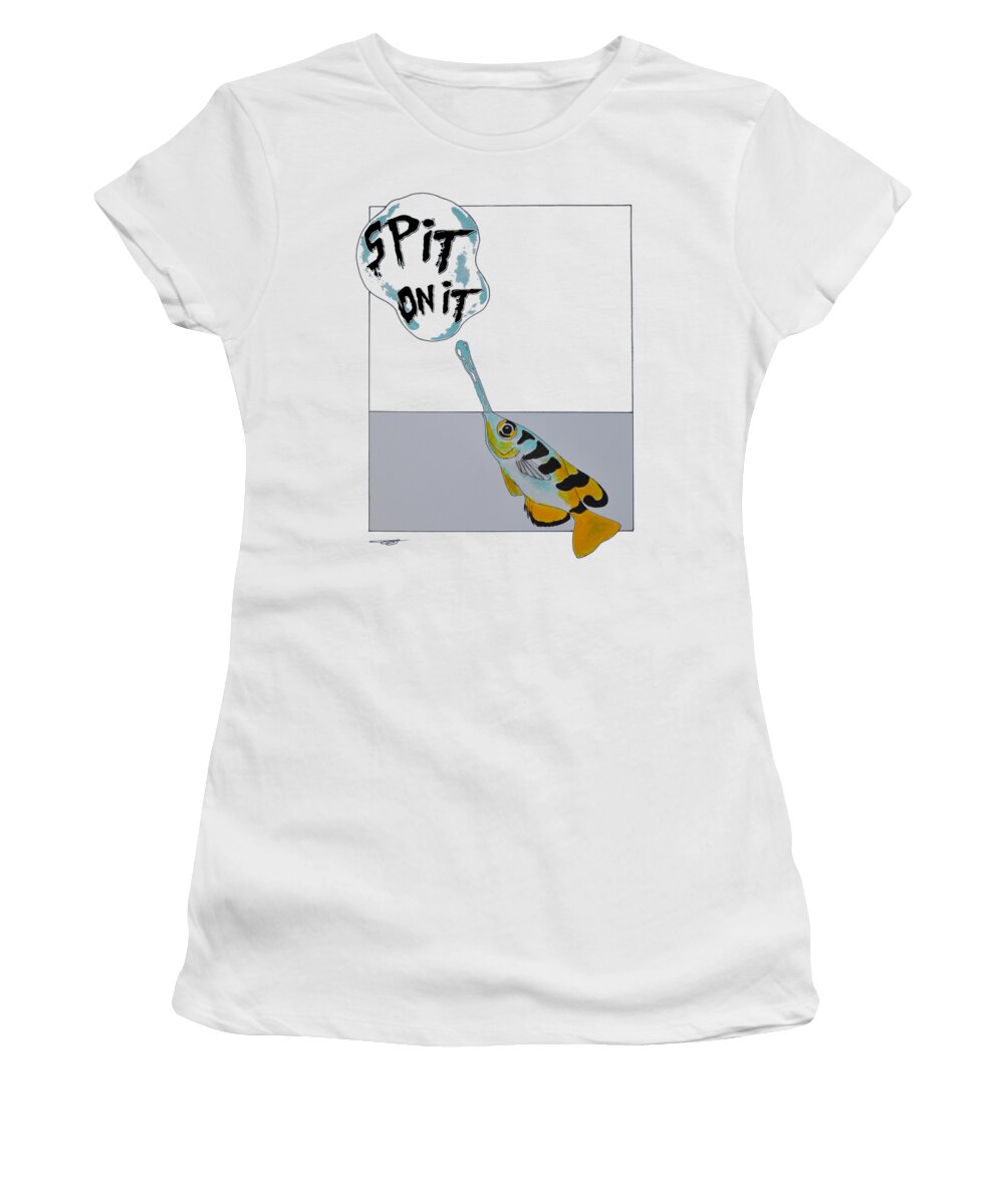Archerfish Women's T-Shirt featuring the drawing Spit on it by Eduard Meinema