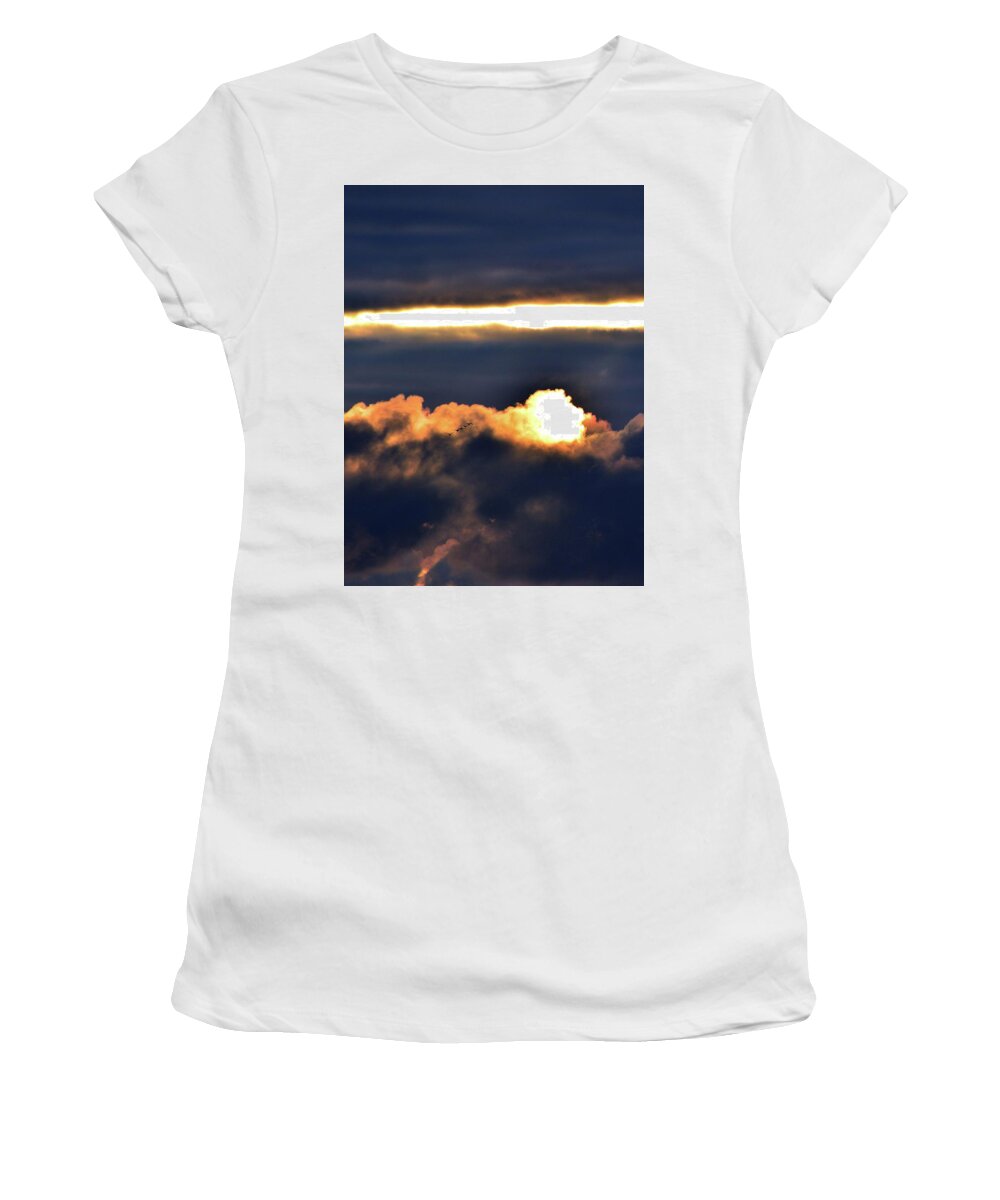 Abstract Women's T-Shirt featuring the photograph Split in The Cloud Leaking Light Two by Lyle Crump