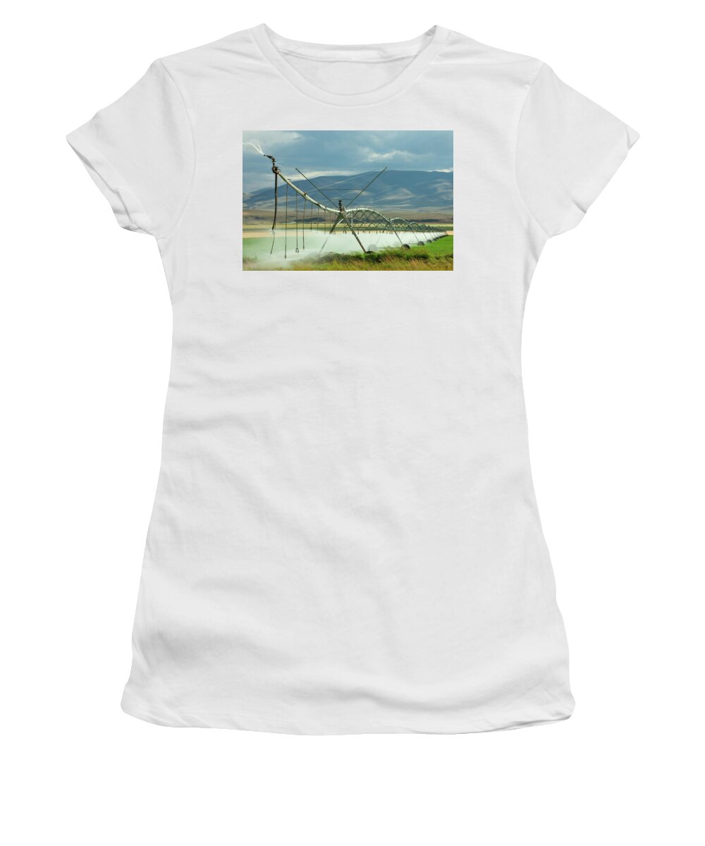 Irrigation Women's T-Shirt featuring the photograph Spraying Water by Todd Klassy