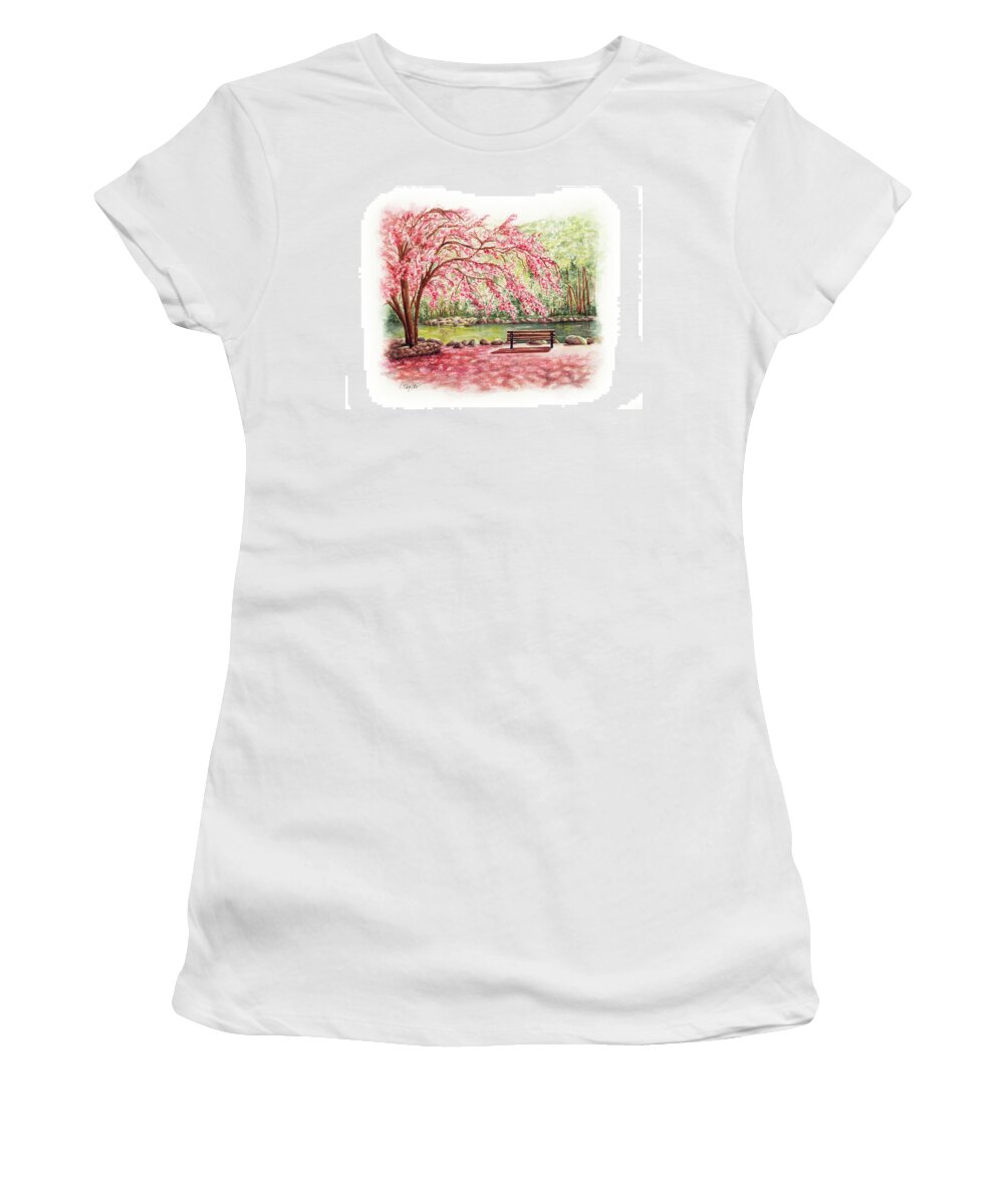 Lithia Park Women's T-Shirt featuring the painting Spring at Lithia Park by Lori Taylor