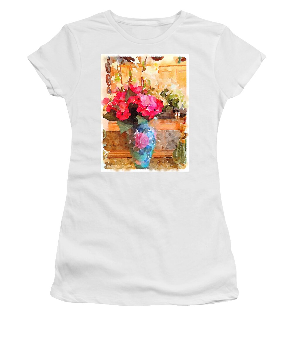 Waterlogue Women's T-Shirt featuring the digital art Spring Bouquet by Shannon Grissom