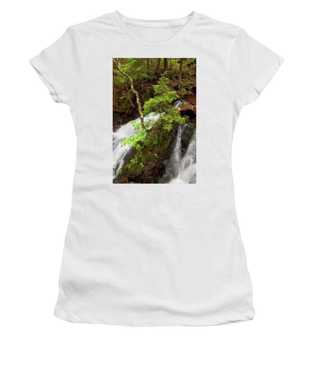 Waterfalls Women's T-Shirt featuring the photograph Spring Greens And Waterfalls #2 by Irwin Barrett
