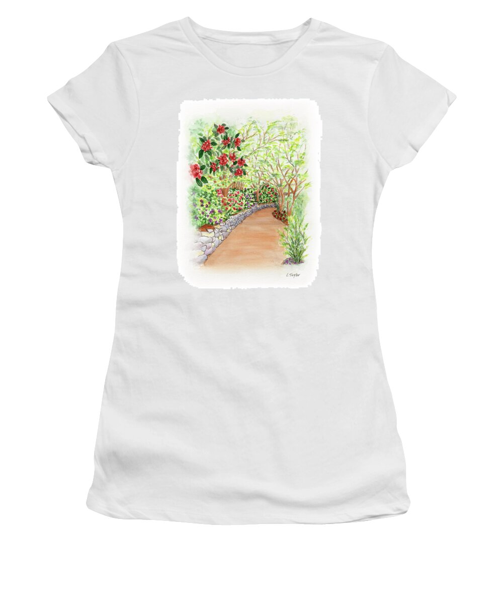 Lithia Park Women's T-Shirt featuring the painting Spring Rhodies by Lori Taylor