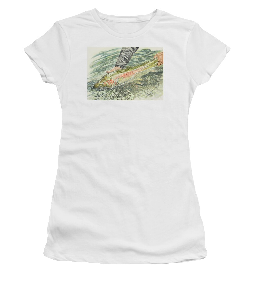 Steelhead Women's T-Shirt featuring the painting Spring Steel by Link Jackson