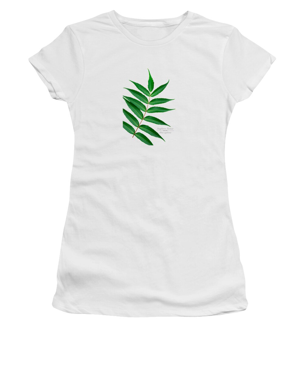 Leaves Women's T-Shirt featuring the mixed media Staghorn Sumac by Christina Rollo