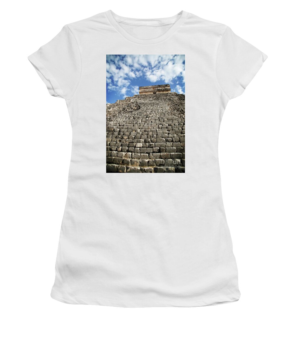 Chichen Itza Women's T-Shirt featuring the photograph Stairway to Heaven by Kathy Strauss