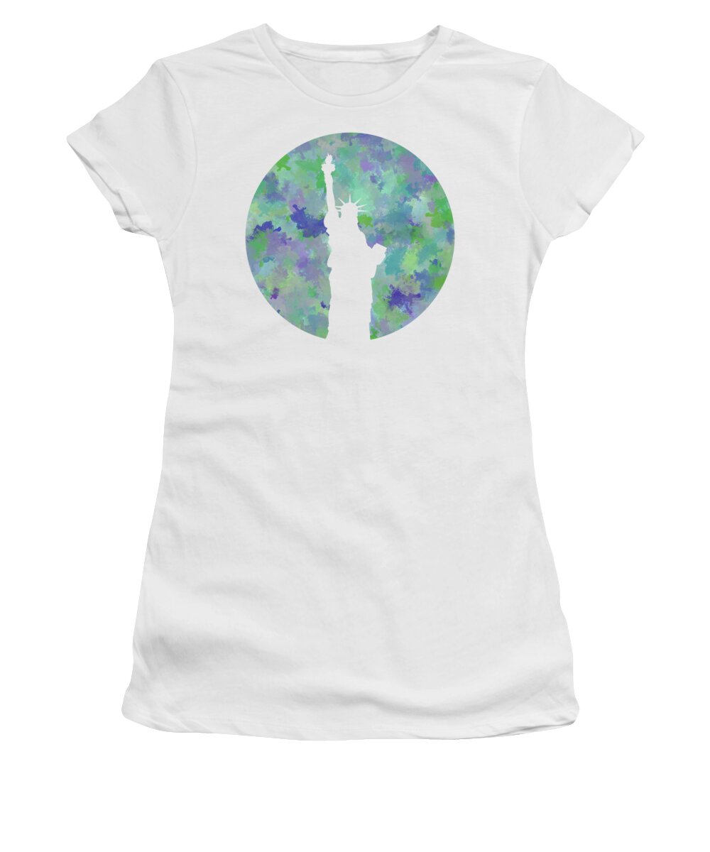 Liberty Women's T-Shirt featuring the digital art Statue of Liberty Silhouette by Phil Perkins