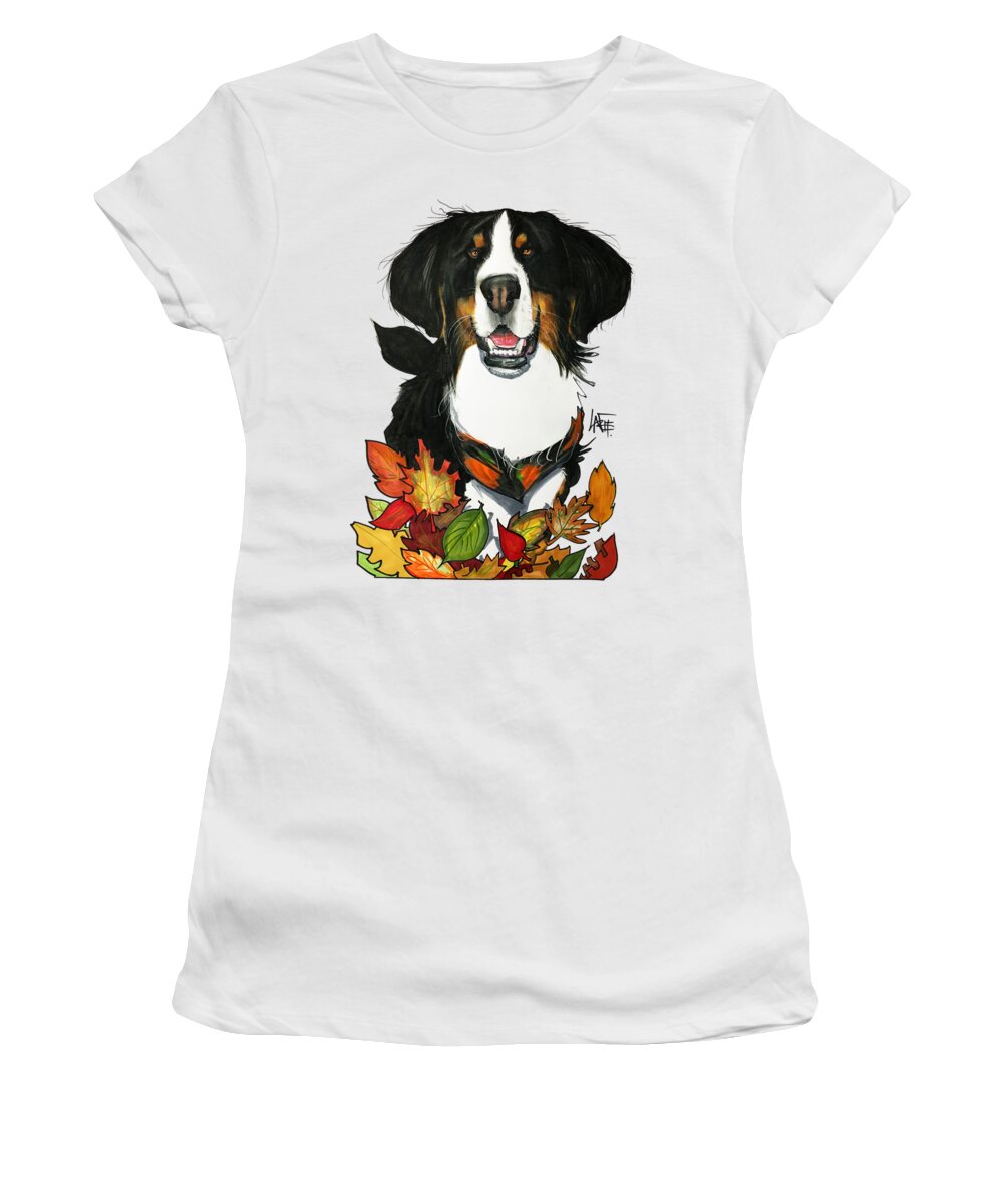 Pet Portrait Women's T-Shirt featuring the drawing Stease 7-1471 by Canine Caricatures By John LaFree