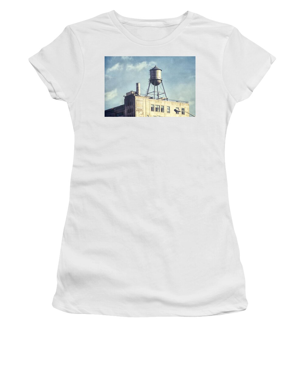 Water Towers Women's T-Shirt featuring the photograph Steel Water Tower, Brooklyn New York by Gary Heller