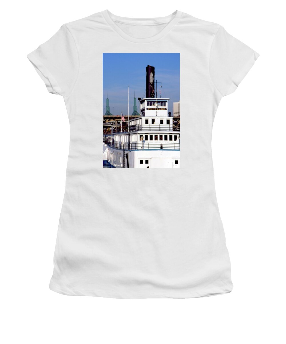 Maritime Museum Women's T-Shirt featuring the photograph Sternwheeler, Portland OR by Frank DiMarco