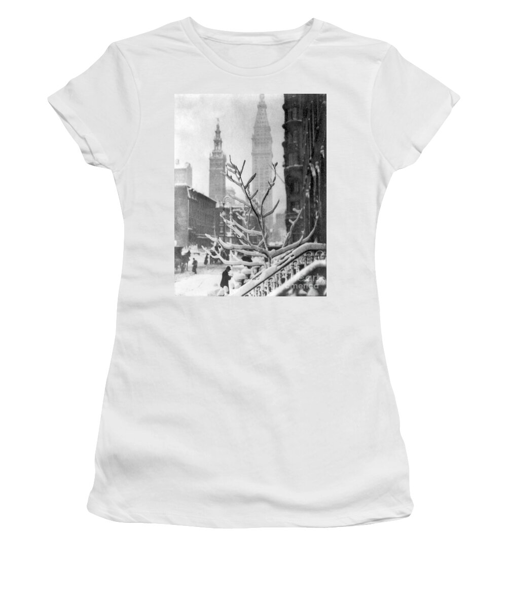 1914 Women's T-Shirt featuring the photograph NEW YORK - THE TOWERS, c1914 by Alfred Stieglitz