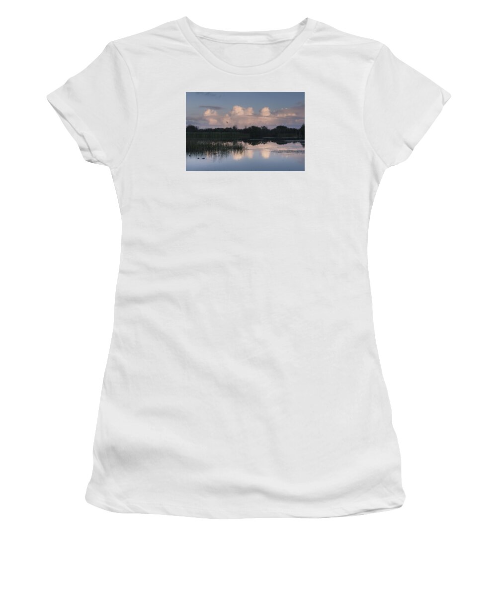 Colorful Women's T-Shirt featuring the photograph Storm at sunrise over the wetlands by David Watkins