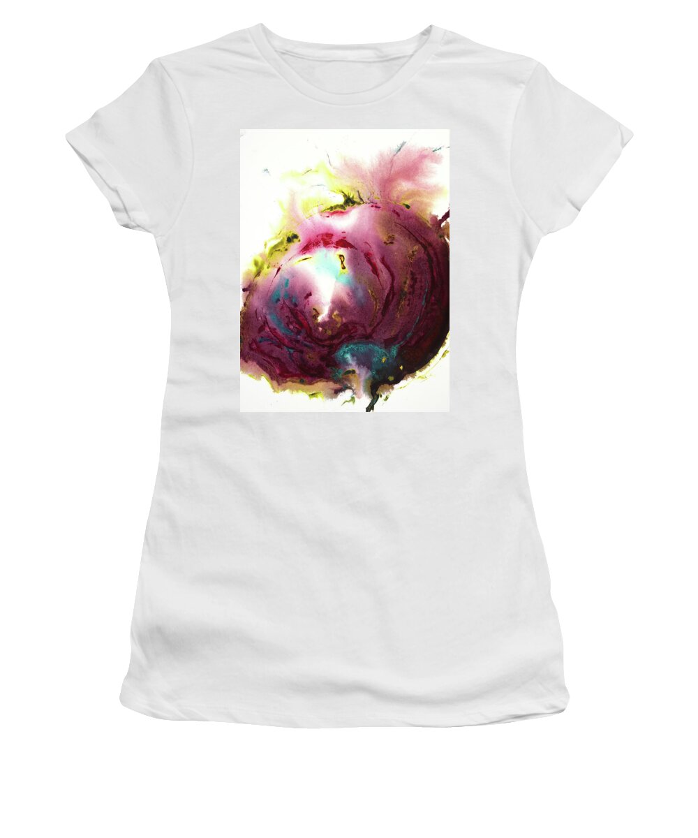 Flower Women's T-Shirt featuring the painting Strange Flower Accidental Bloom by Petra Rau