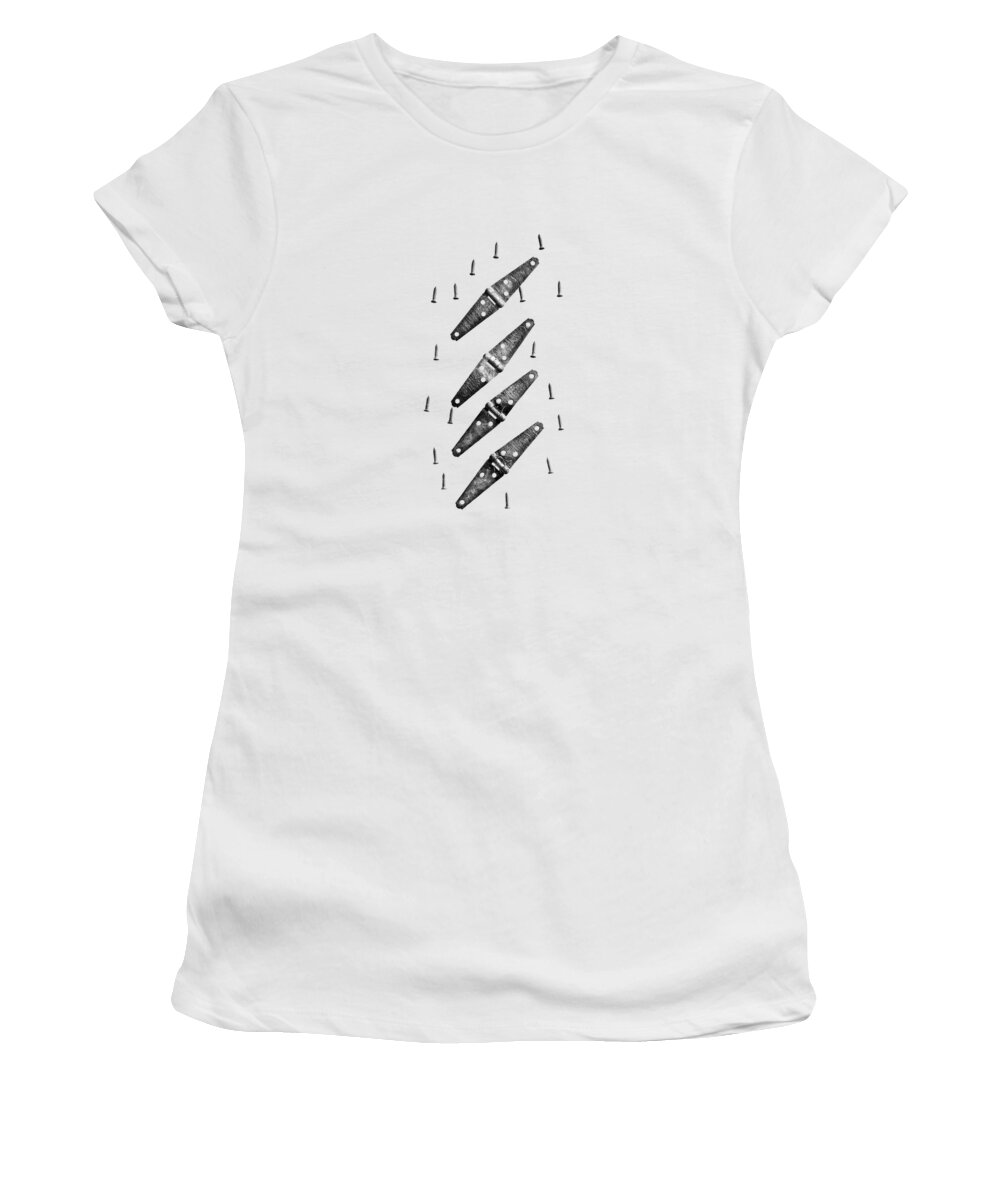 Art Women's T-Shirt featuring the photograph Strap Hinges and Screws by YoPedro