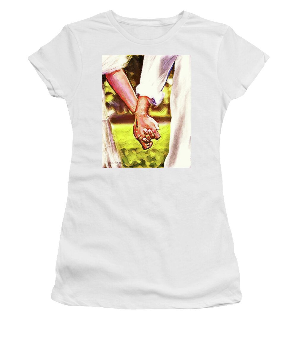Jennifer Page Women's T-Shirt featuring the digital art Strengthened by LOVE by Jennifer Page
