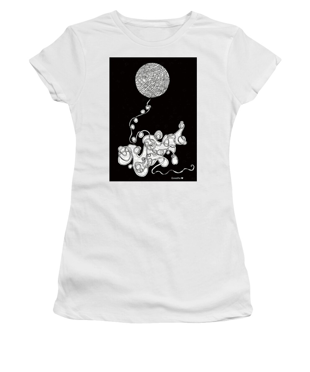 Energy Women's T-Shirt featuring the drawing String Energy 1 by Quwatha Valentine