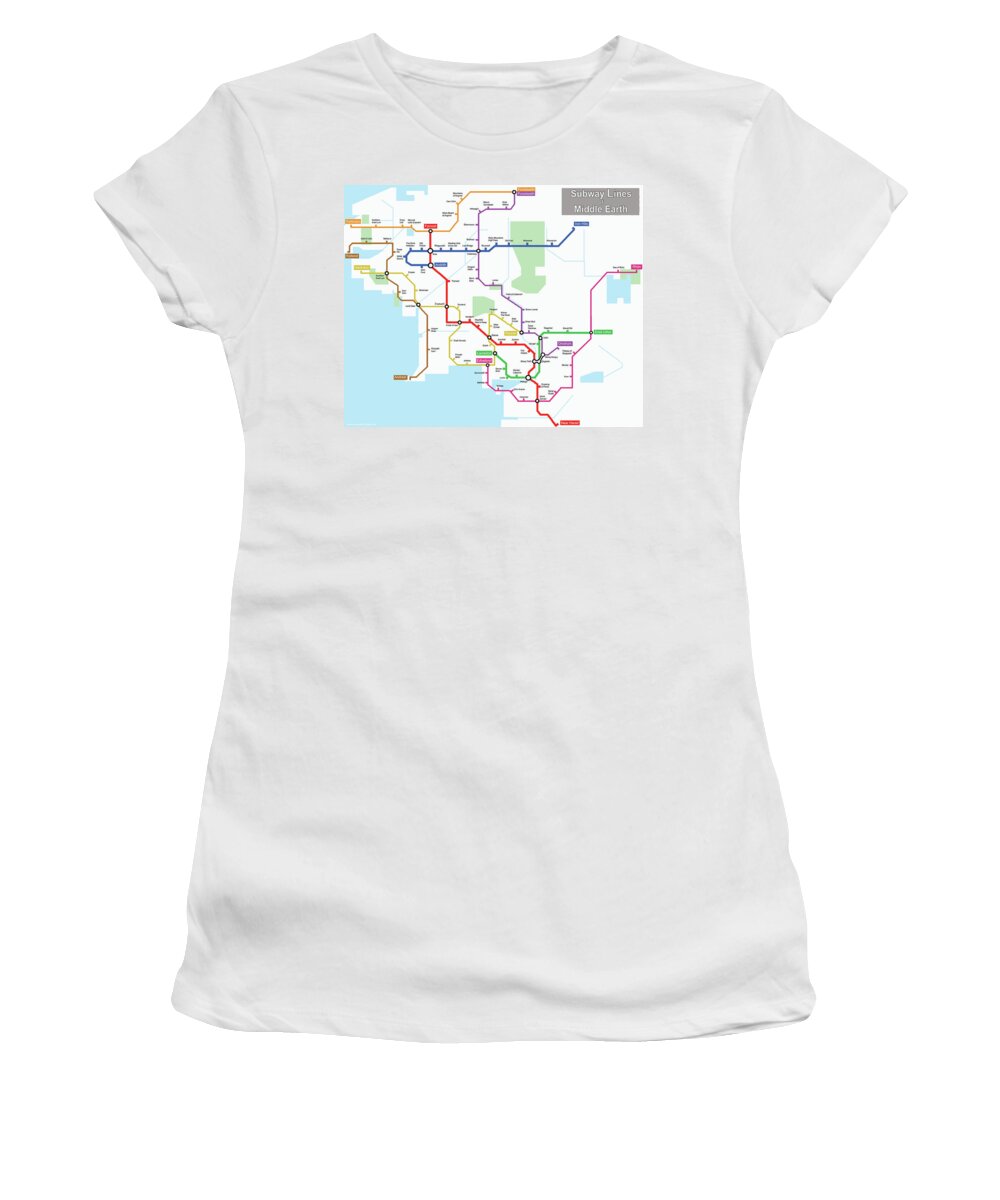 Middle Earth Women's T-Shirt featuring the photograph Subway Lines of Middle Earth by C H Apperson
