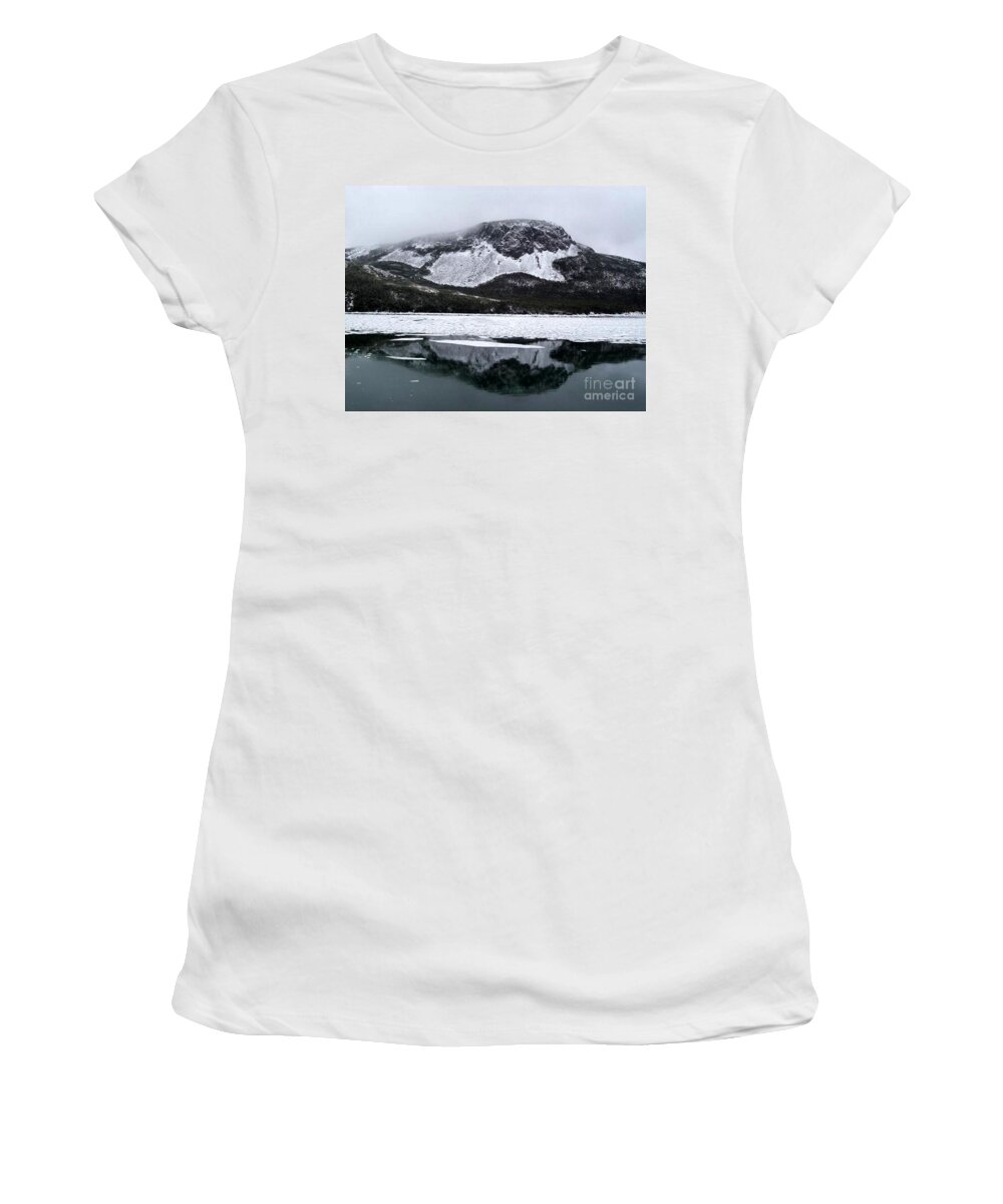 Sugarloaf Women's T-Shirt featuring the photograph Sugarloaf Hill Reflections in Winter by Barbara A Griffin