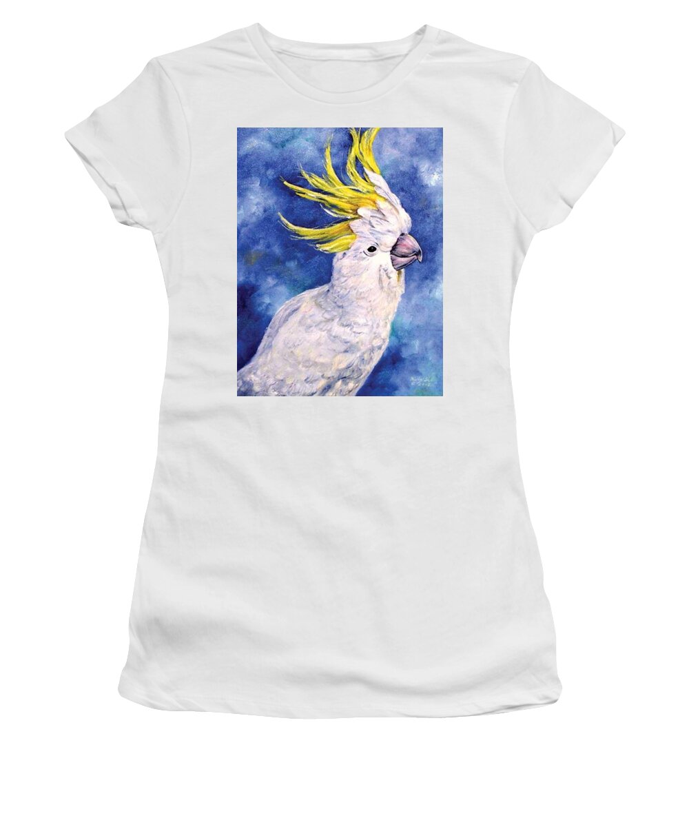 Cockatoo Women's T-Shirt featuring the painting Sulphur-crested cockatoo by Ryn Shell