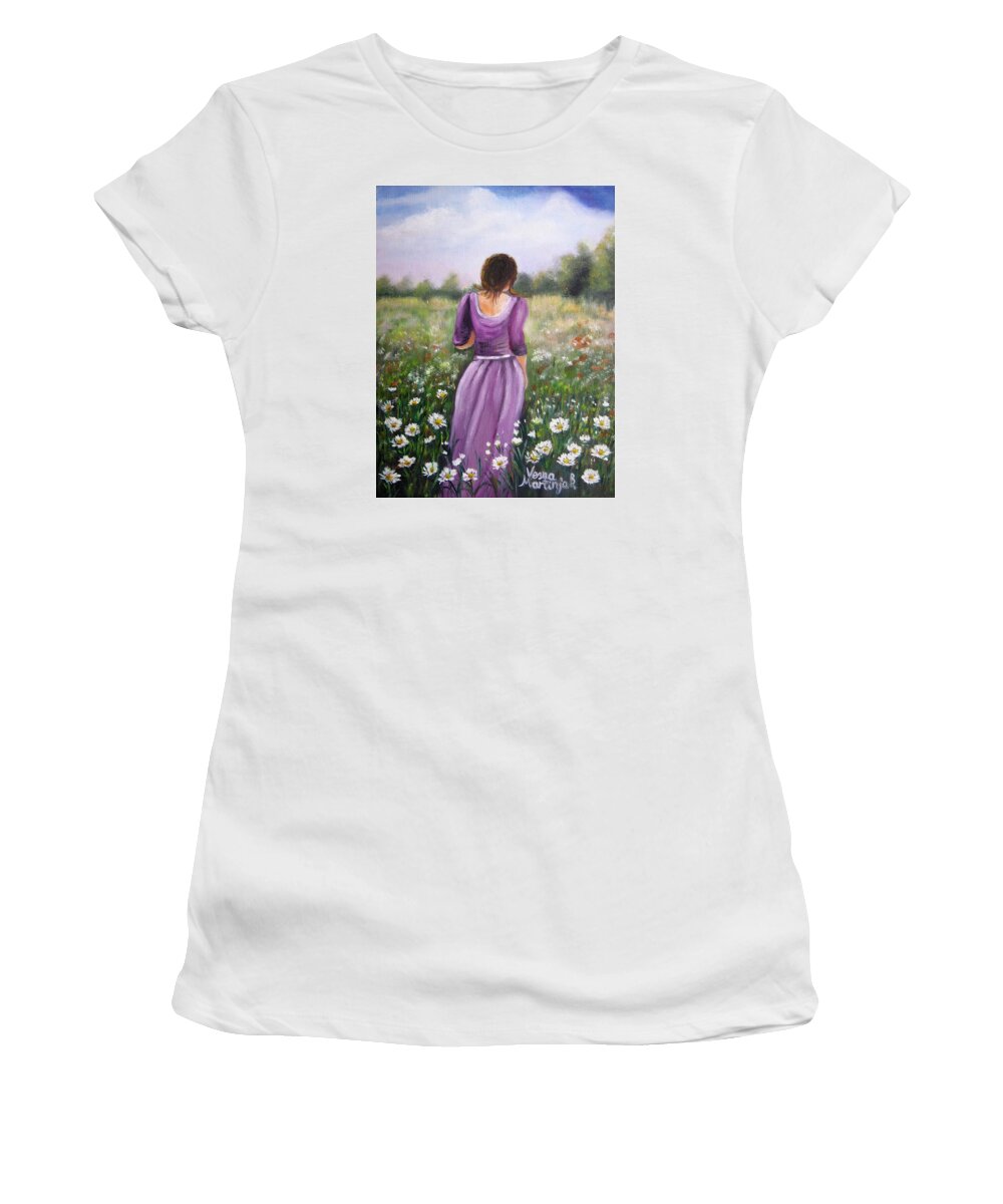 Meadow Women's T-Shirt featuring the painting Summer Afternoon by Vesna Martinjak