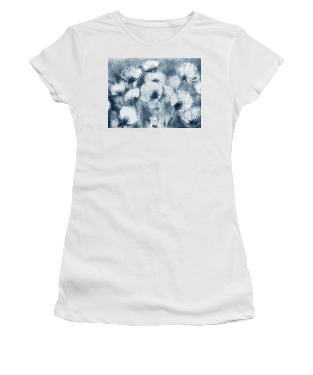 Flowers Women's T-Shirt featuring the drawing Summer Snow by Elena Vedernikova