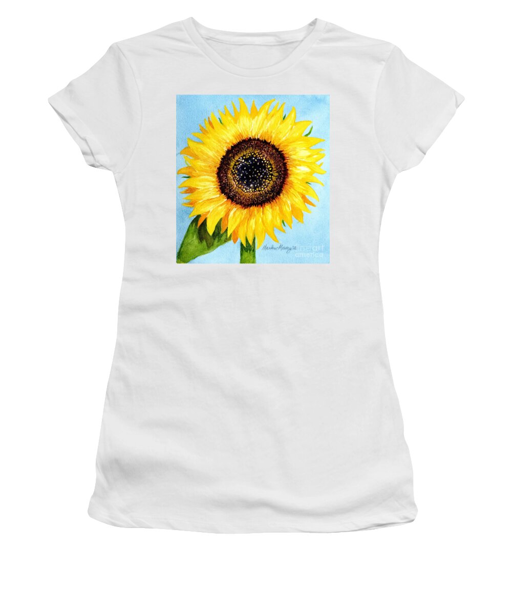 Sunflower Women's T-Shirt featuring the painting Sunny by Marlene Schwartz Massey