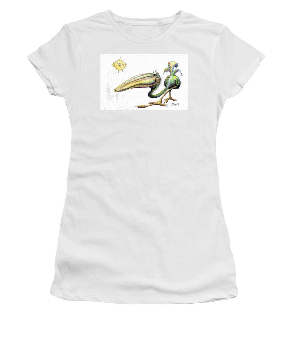 Whimsies Women's T-Shirt featuring the drawing Sunny Stroll by Mark Johnson