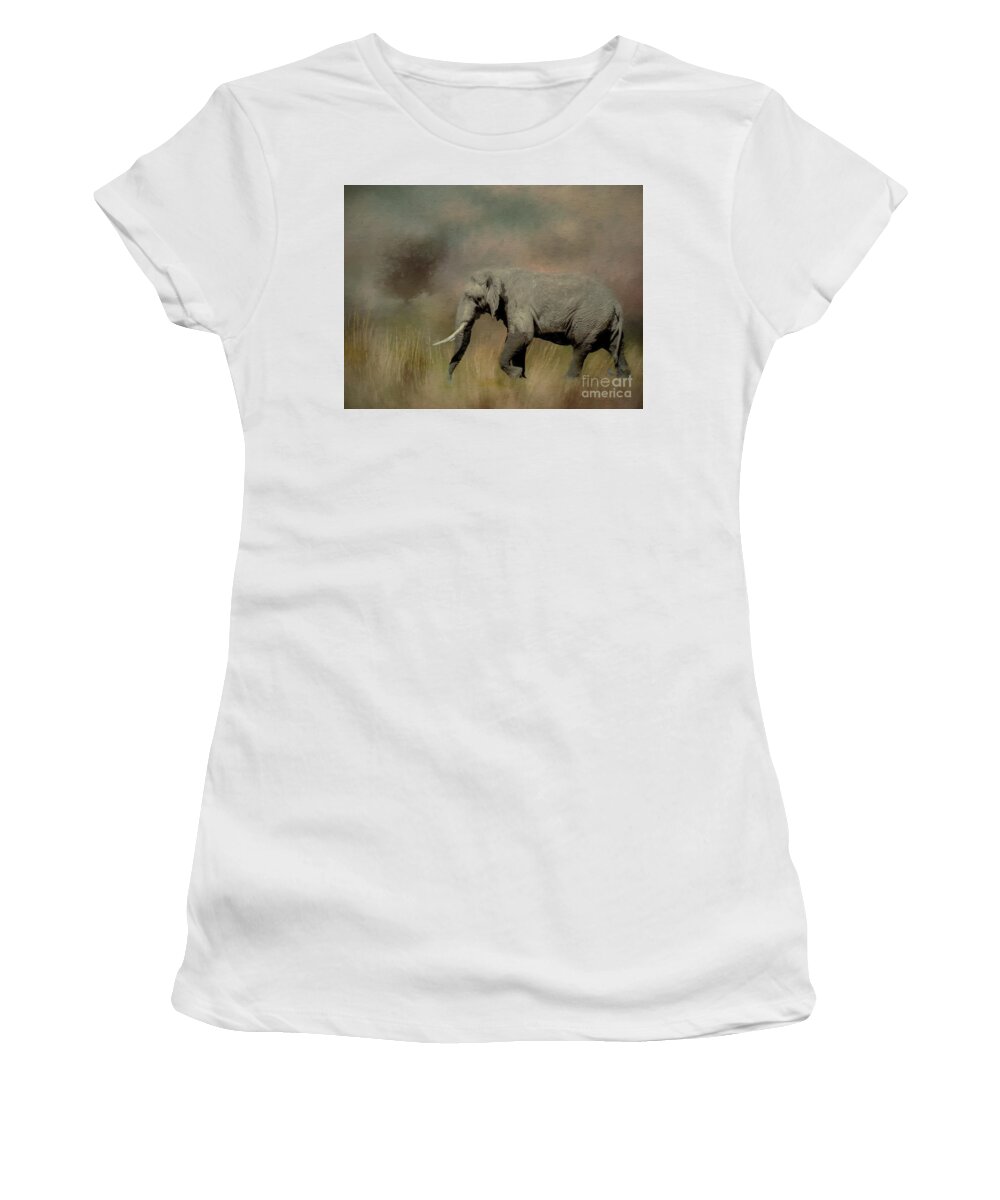 African Elephant Women's T-Shirt featuring the photograph Sunrise on the Savannah by Teresa Wilson