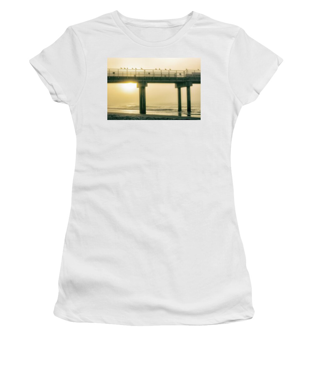 Beach Women's T-Shirt featuring the photograph Sunrise Pier in Alabama by John McGraw