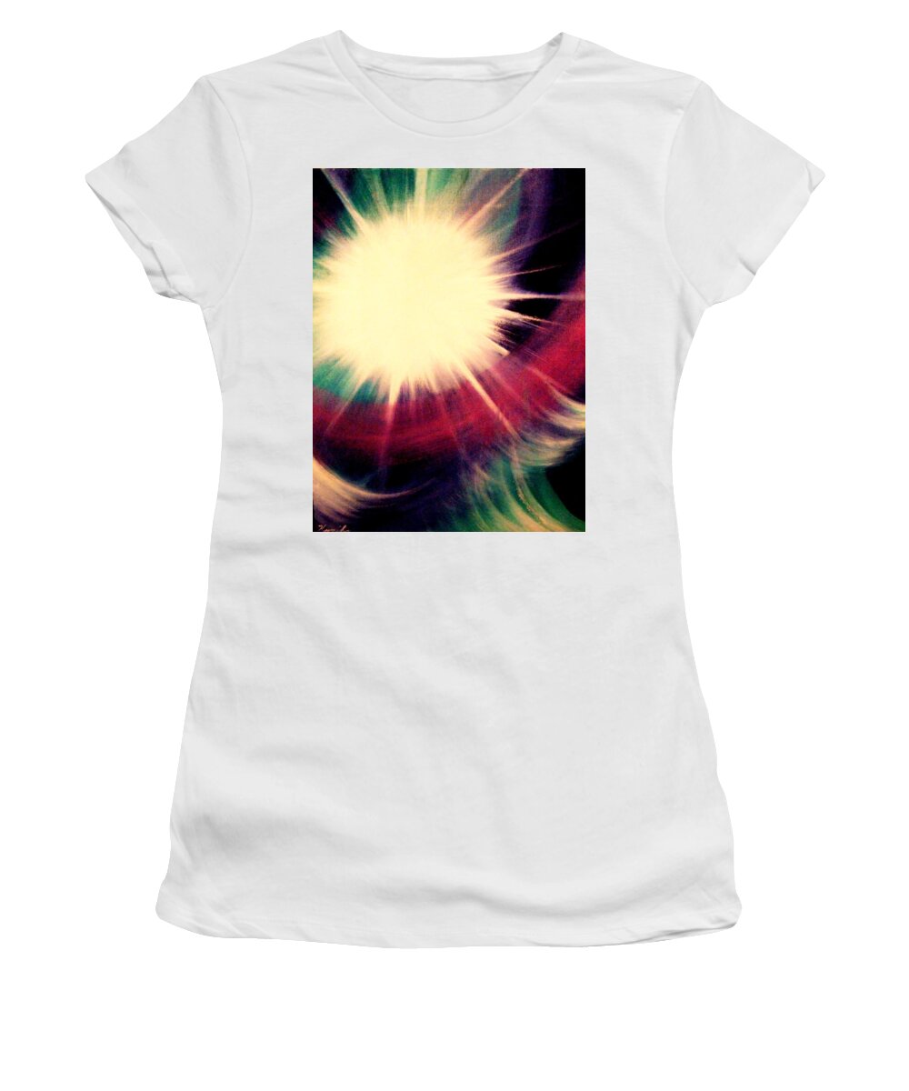 Sunrise Women's T-Shirt featuring the painting Sunrise symphony by Kumiko Mayer