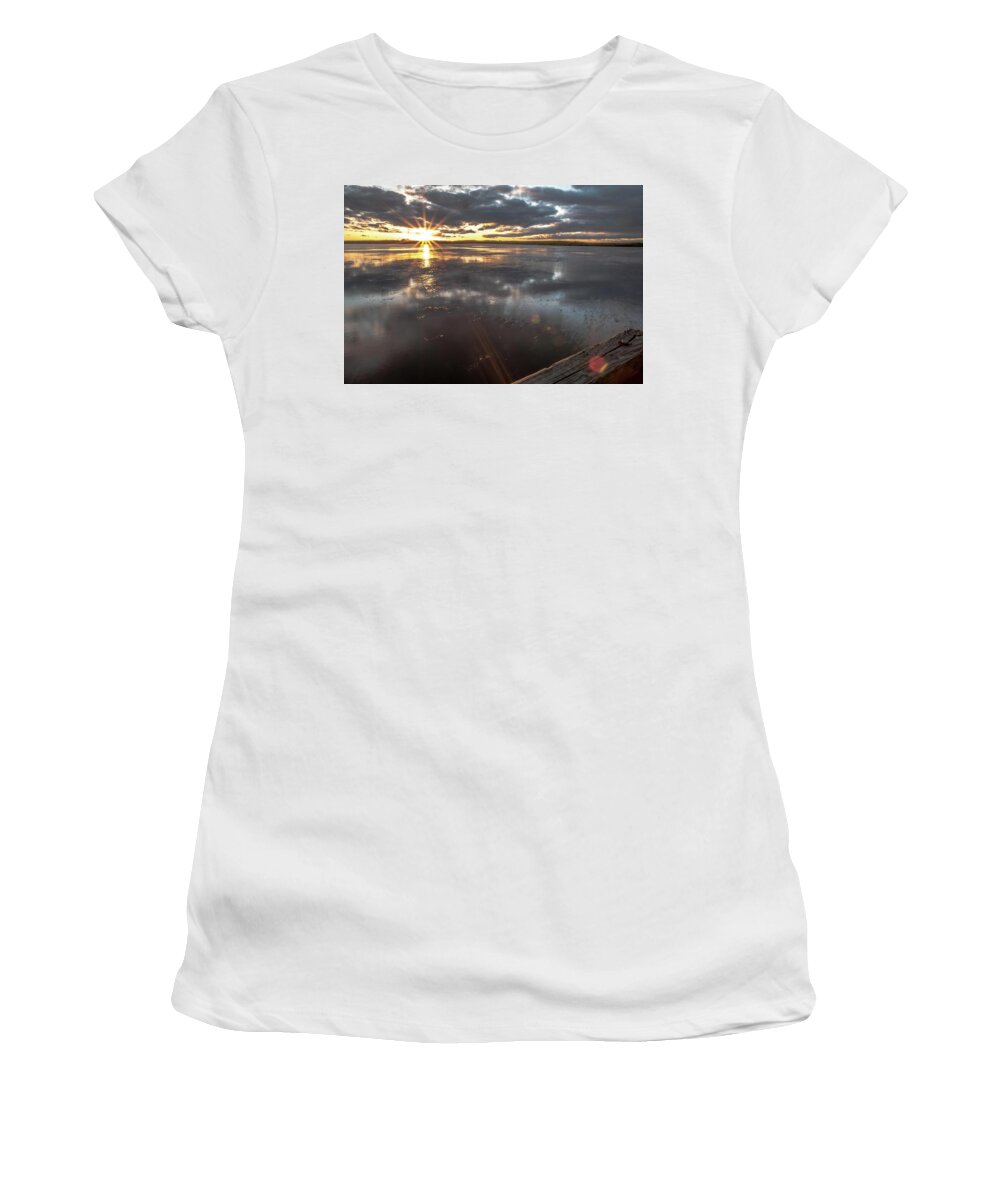 Sunset Women's T-Shirt featuring the photograph Sunset at Back Bay 3 by Larkin's Balcony Photography