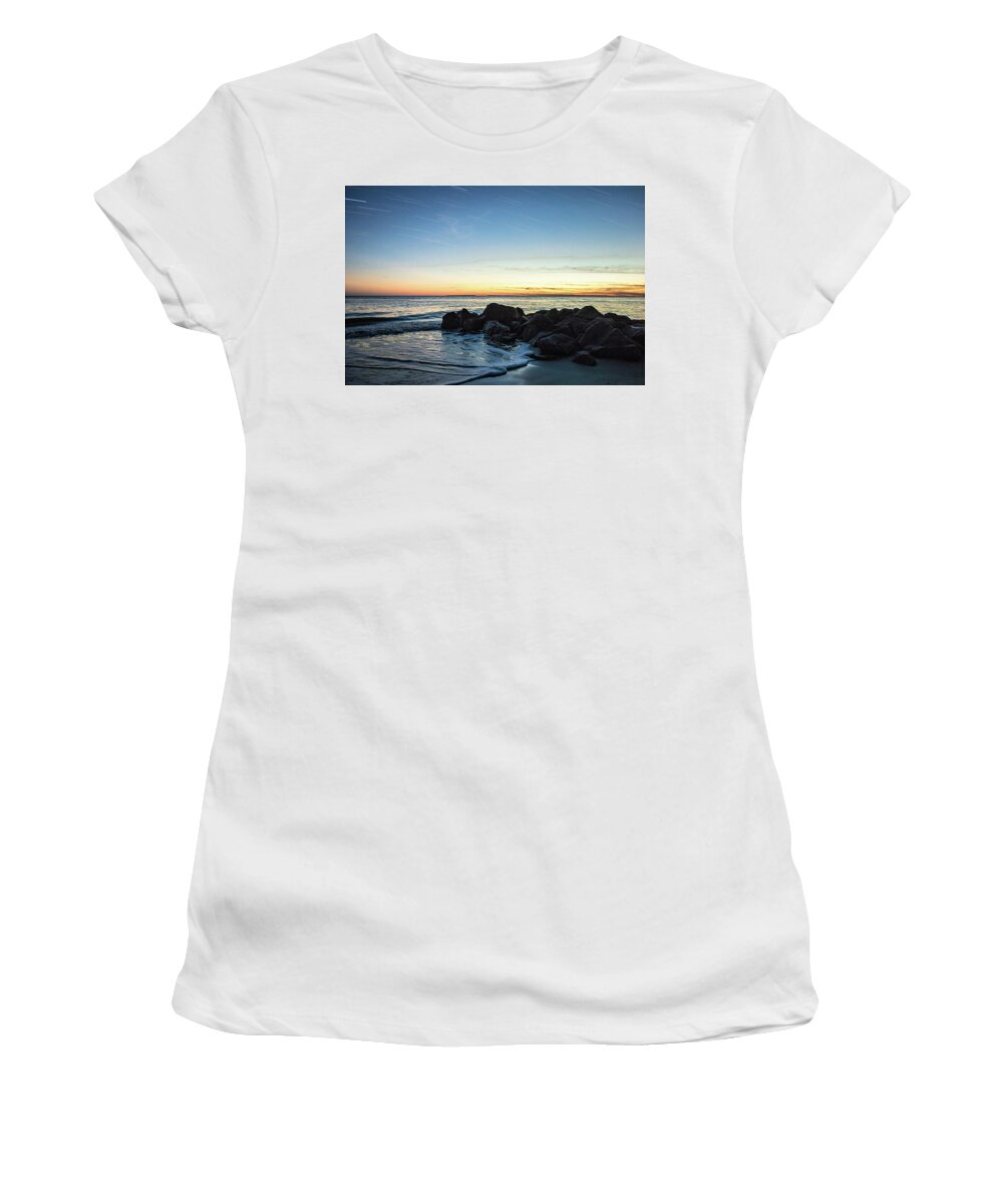 Sunset Women's T-Shirt featuring the photograph Sunset At Edisto Beach North Carolina by Alex Grichenko