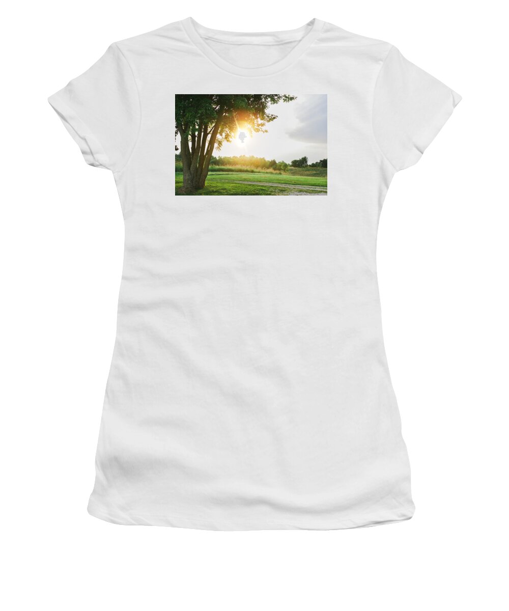 Sunset Women's T-Shirt featuring the photograph Sunset at Pearman Forest by Amber Flowers