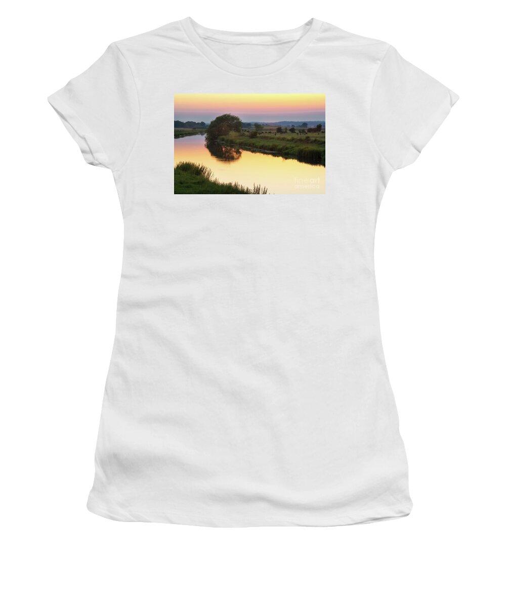 Sunset Women's T-Shirt featuring the photograph Sunset on the River by Perry Rodriguez