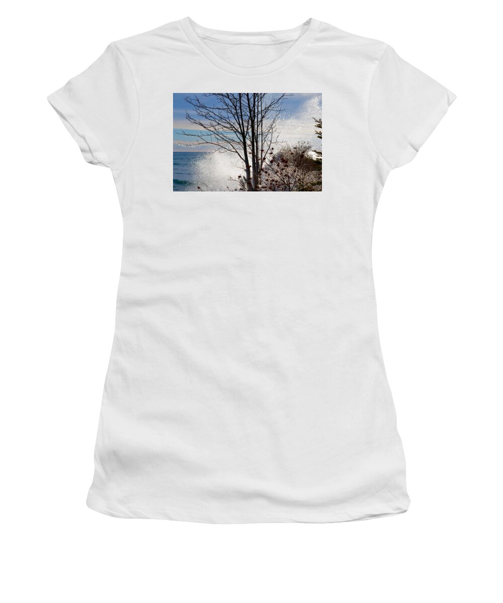 Lake Superior Women's T-Shirt featuring the photograph Sunshine with a Splash by Hella Buchheim