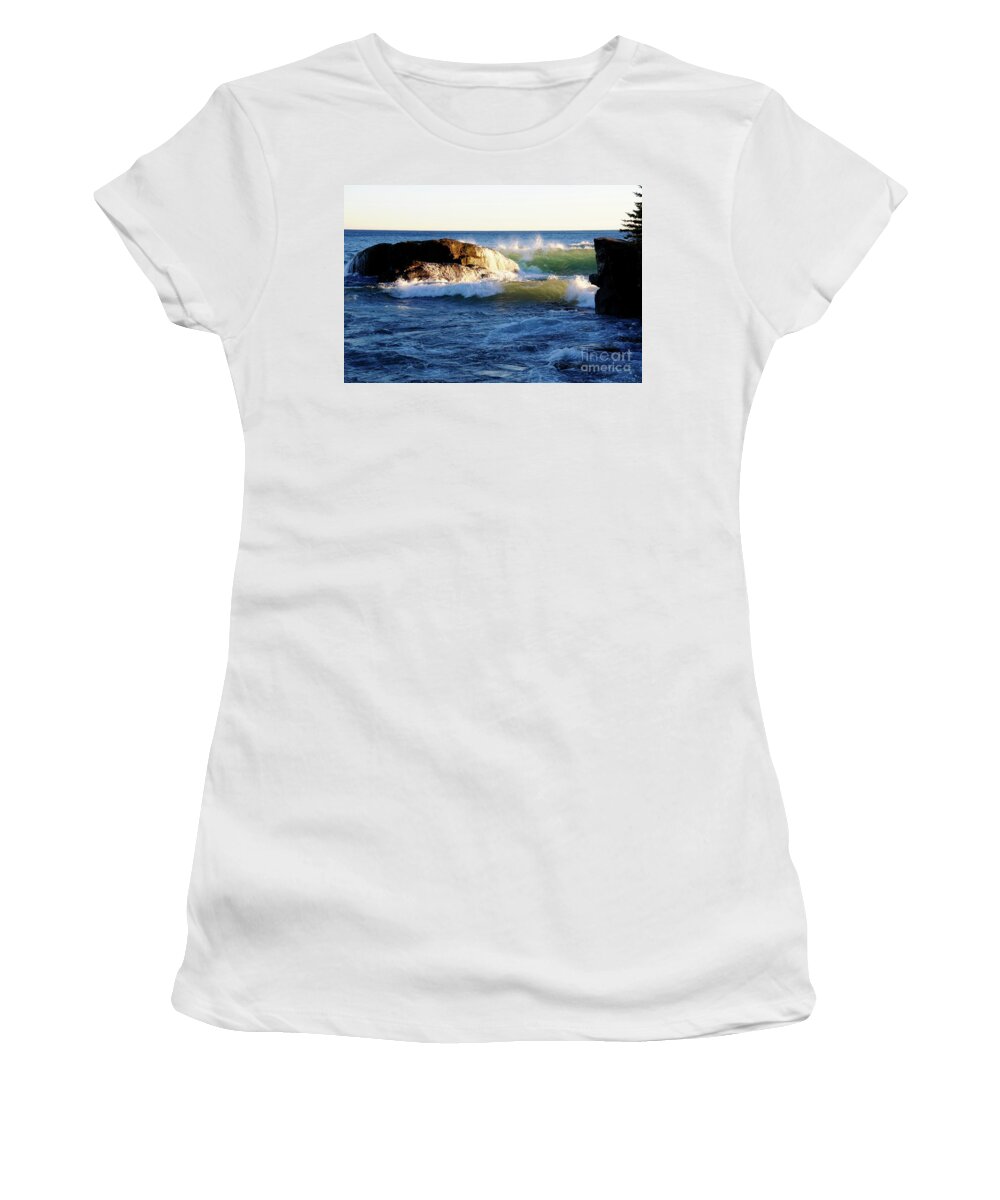 Waves Women's T-Shirt featuring the photograph Superior November Waves by Sandra Updyke