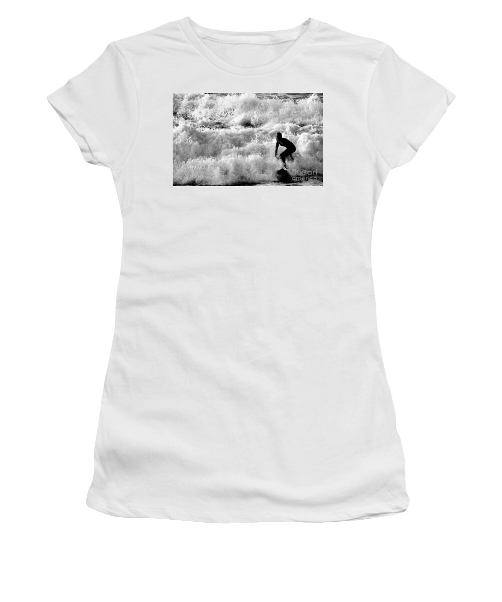 Surfer Women's T-Shirt featuring the photograph White Surf by Debra Banks
