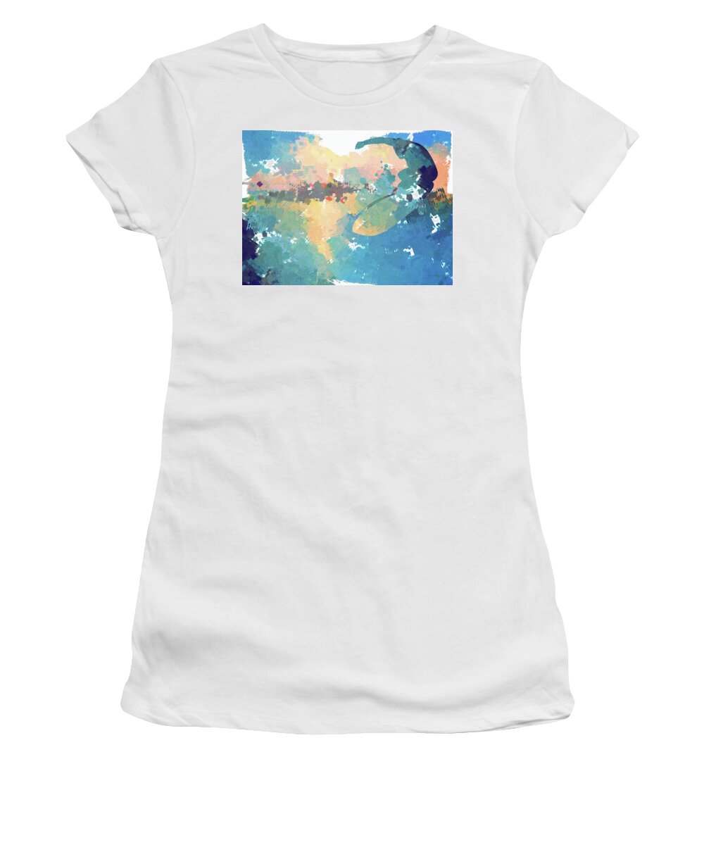 Surf Women's T-Shirt featuring the painting Surfer by Ken Figurski