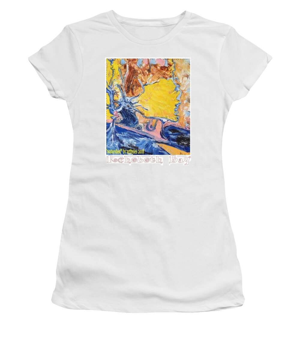 Rehoboth Bay Women's T-Shirt featuring the painting Sussex Waterways by Leslie Byrne